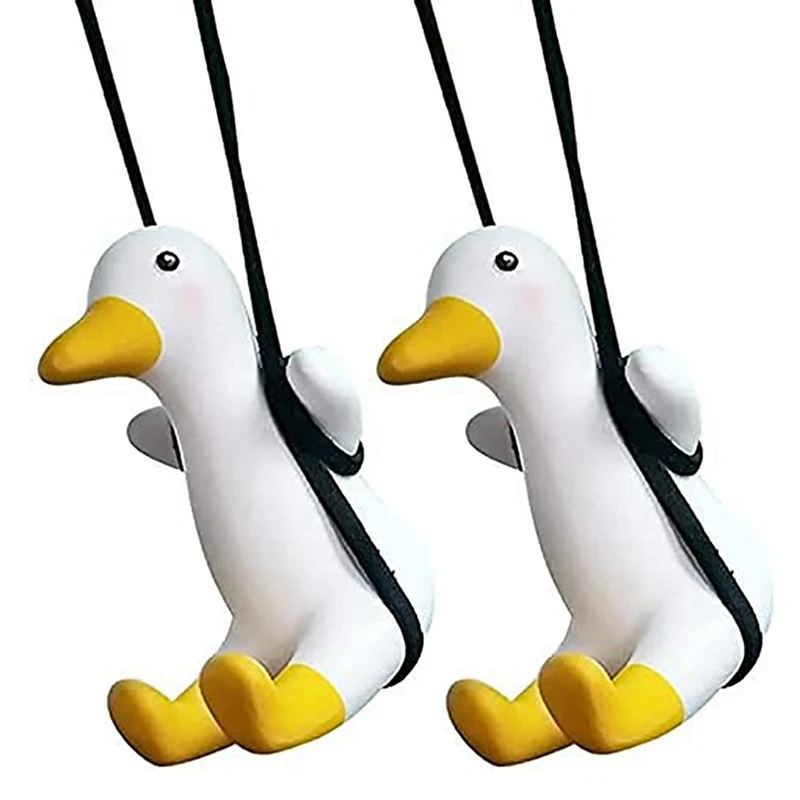 2X Swinging Duck Hanging Ornament, Cute Swing Duck On Car Rear View Mirror Pendant, Swing Duck Decor, Swing Duck, Type A