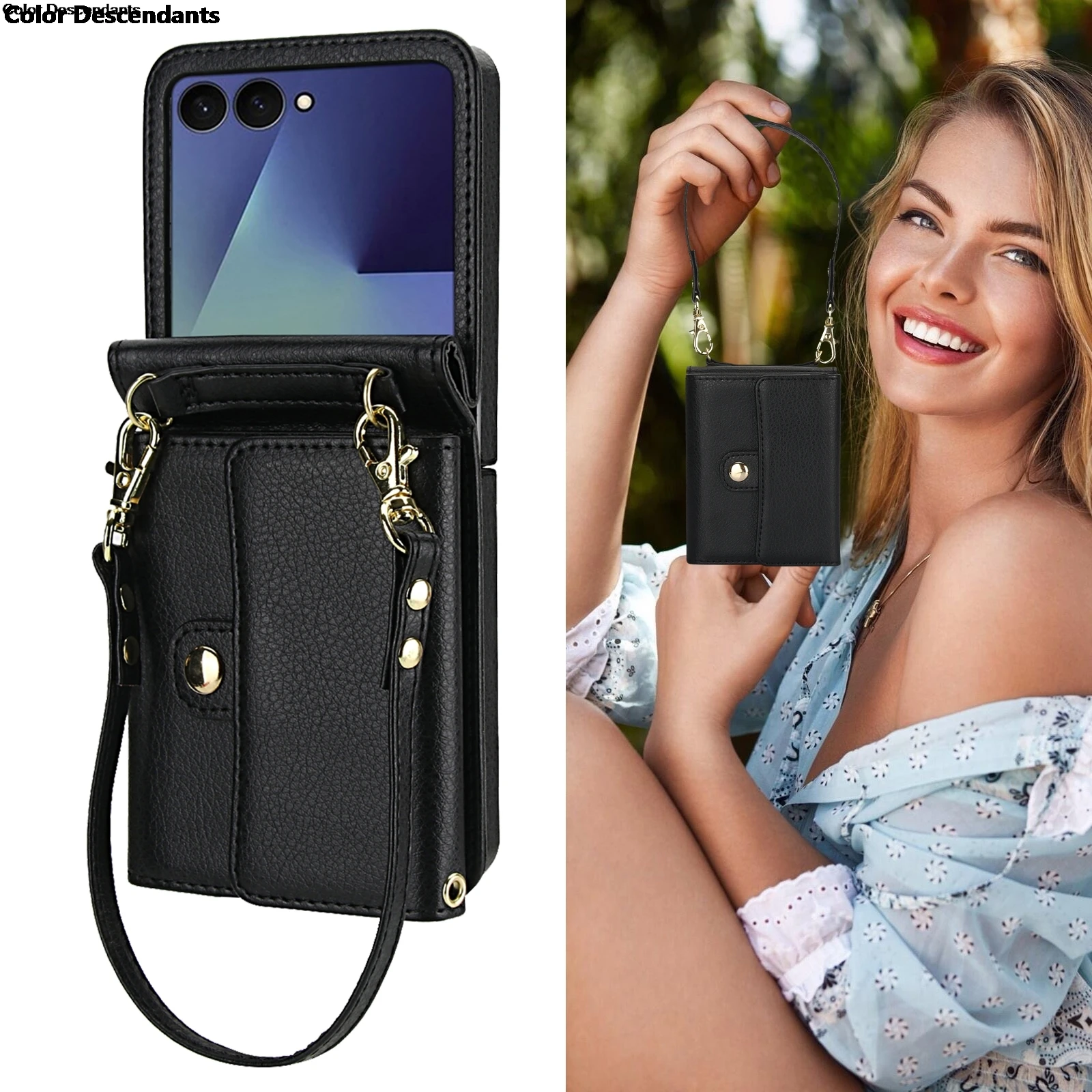 

Crossbody Leather Wallet Case Flip Cover For Vivo X flip vivo xflip inch Lanyard Cards Bag Phone Cover