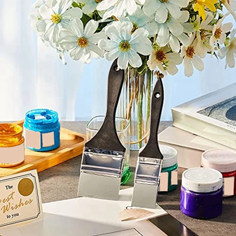 2 buah alat lukisan silikon kuas lukisan untuk lukisan warna ujung lancip (1.5 inci, 2.5 inci)