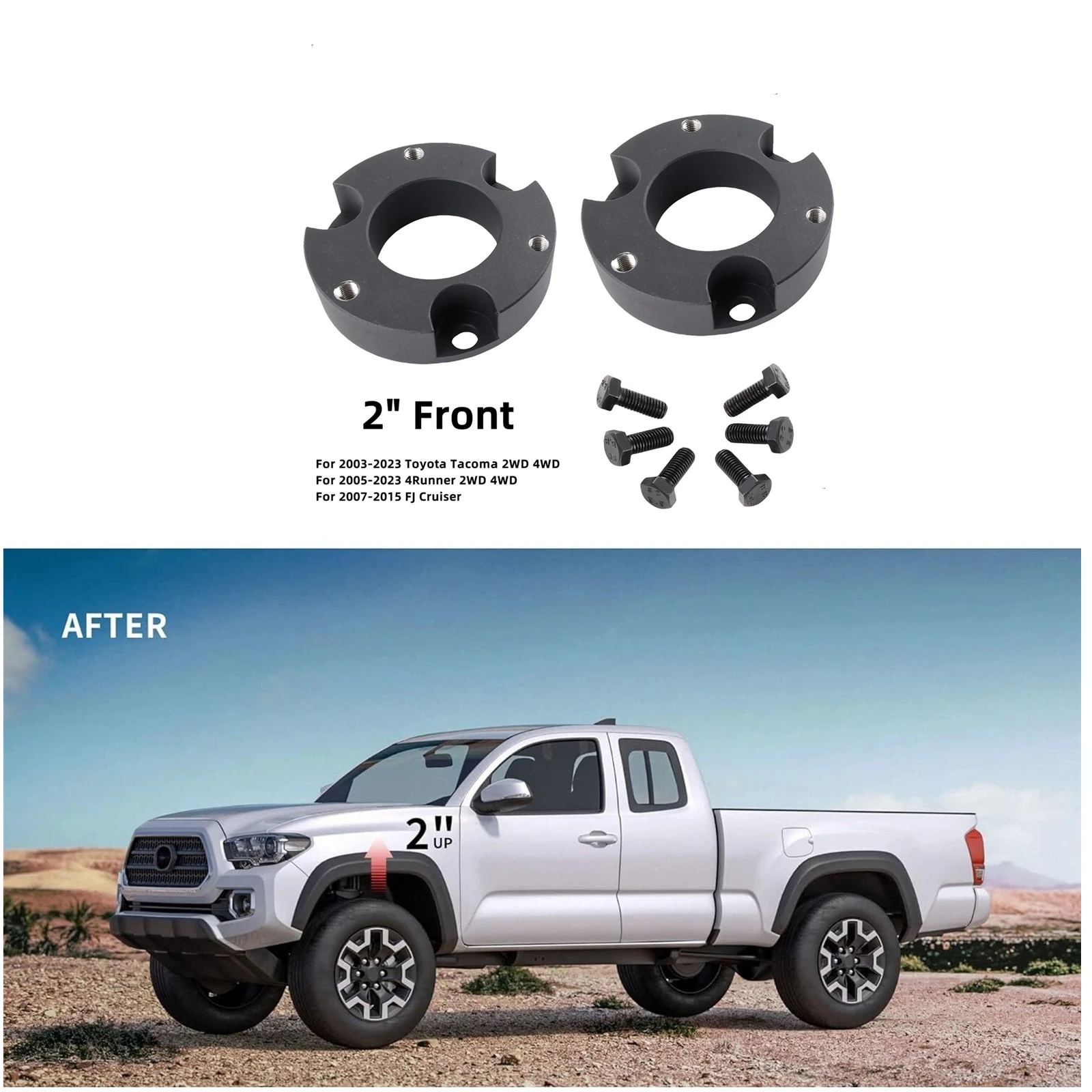 

Регулируемый передний подъемник (2/2,5/3 дюйма) — проставки стойки для Toyota Tacoma 2005-2023 и 4Runner 2003-2023 гг.