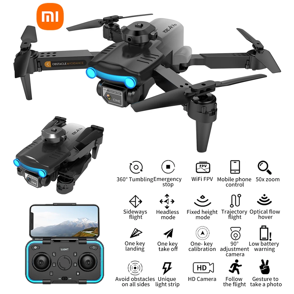 XIAOMI-A8 Pro Fotografia Aérea Drone, 4K HD Dual Camera, GPS, UAV dobrável profissional, WiFi, RC Helicóptero, Evitar obstáculos, Novo