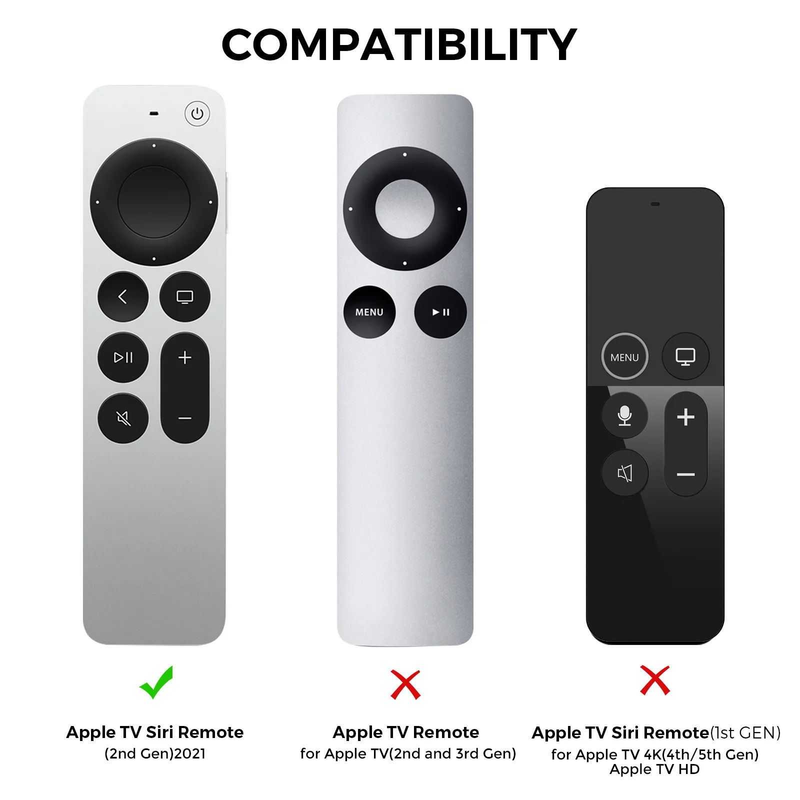 Para Apple TV nuevo 2022 Apple Control remoto silicona protectora raya antideslizante y anticaída funda protectora para Siri Remote 2 y 3