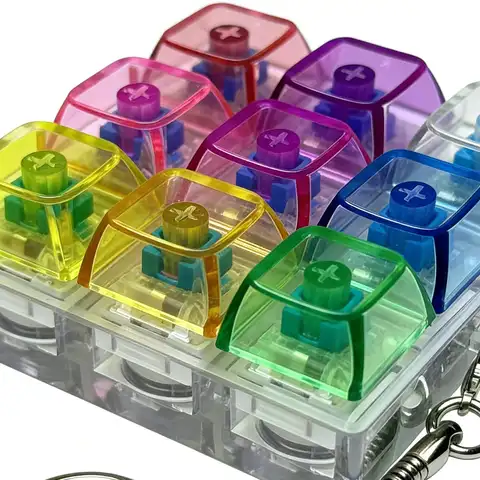 Keyboard Fidget Toy 9 In 1 Mechanical Gadget Keycap Fidget with Light for Classroom School Work Home Car Airplane Travel Outdoor