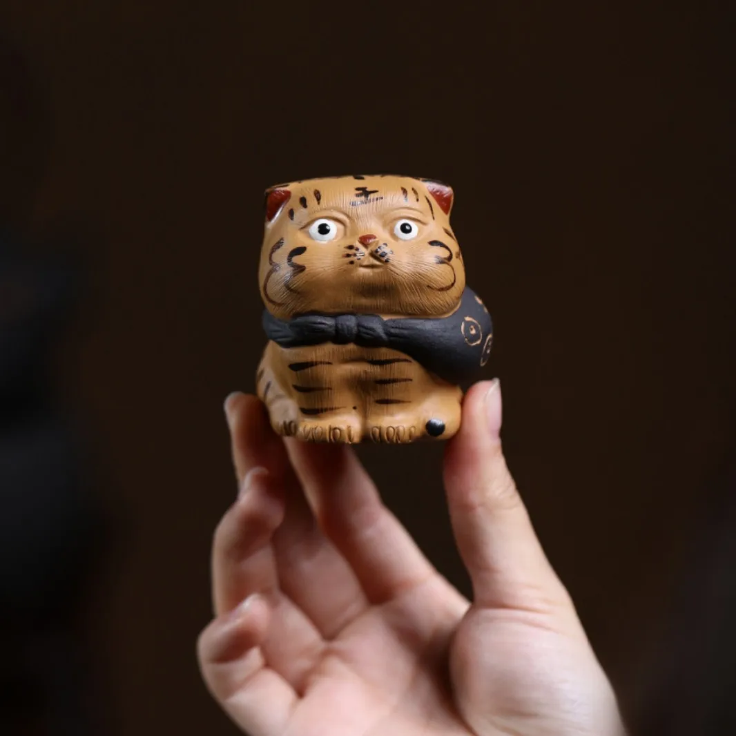 Yixing Original Ore Purple Pet 12 Zodiac Animal Ornaments, Can Be Nurtured, Fully Handmade, Clay Tea Toy, Small Tiger, Wholesale