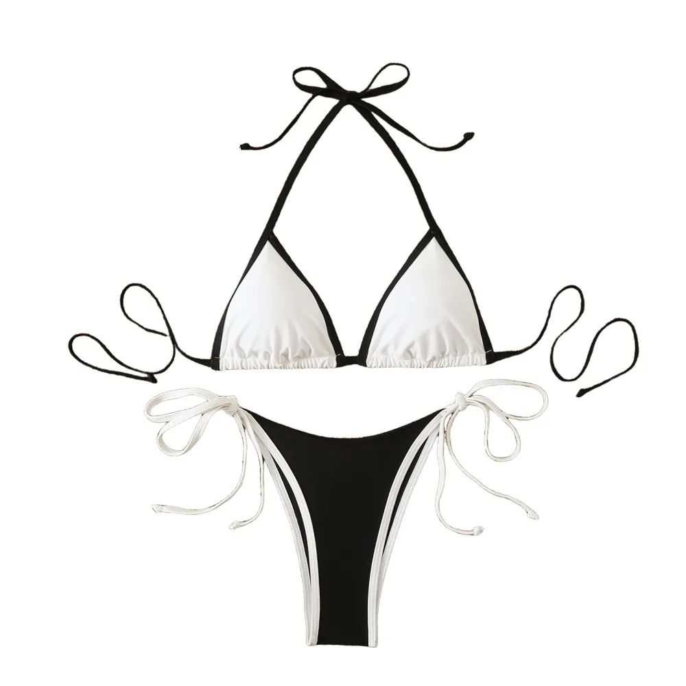 

2Pcs/Set Fashion Summer Beach Bikini Brazilian Triangle Bikini Set Bathing Suit Casual Swimwear Vacation