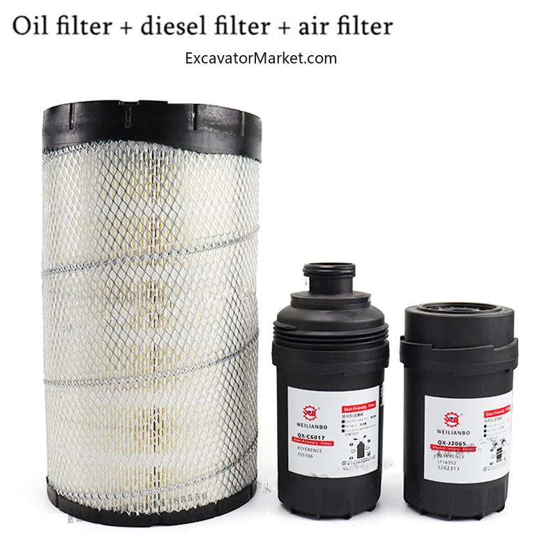 For Longgong LG 135 150E Excavator Oil Diesel Air Filter Oil Water Paper Diesel Filter Maintenance Filter Excavator Spare