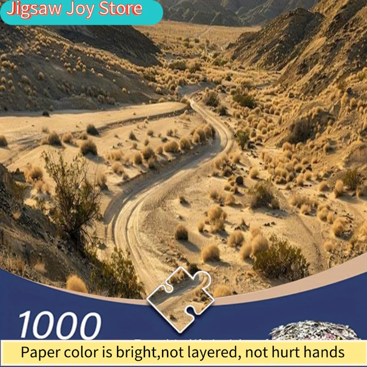 

1000pcs Adult Jigsaw Puzzle - Desert Landscape with Winding Dirt Road, Low Vegetation & Mountains - Challenging Large Jigsaw f