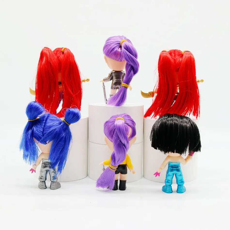 6個/セット - Qバージョン - KPOP デモンハンターズ スーパースター ルミ ミラ ゾーイ アクリル PVC アクションフィギュア おもちゃ アニメ フィギュア ドール ファンへのギフト