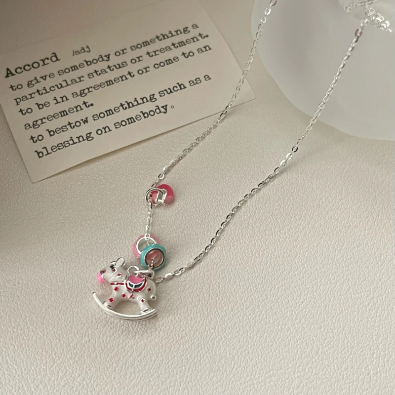 

S925 sterling silver dopamine carousel donut necklace girl heart ins clavicle chain jewelry gift