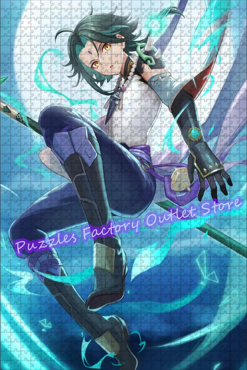 300/500/1000 조각 조립 지그 소 퍼즐 Genshin Impact 게임 비디오 인쇄 퍼즐 어린이를위한 크리 에이 티브 교육 완구