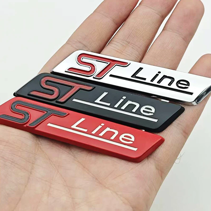 

3D Metal Black Chrome Silver ST Line Logo Car Rear Trunk Badge Emblem Side Fender Sticker For Focus Fiesta Mondeo Accessories