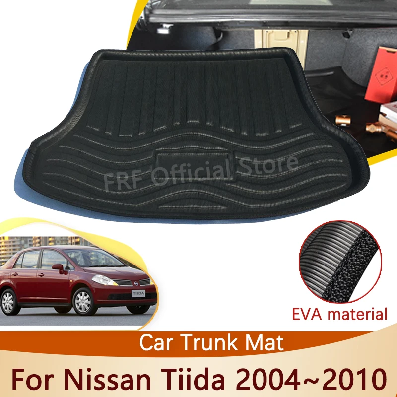 

Коврик для заднего багажника для Nissan Tiida 2004 2005 2006 2007 2008 2009 C11, аксессуары, напольный поднос, Водонепроницаемая подкладка