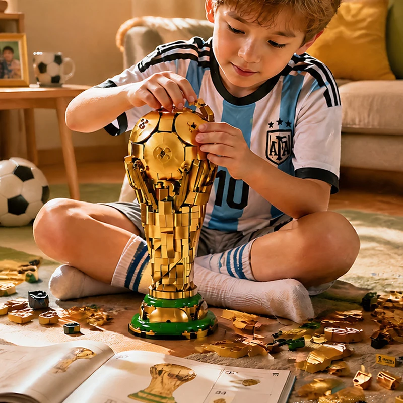 

IN STOCK MOC Idea Football Trophy Building Blocks Bricks Assembling Model DIY Toys for Children Christmas Gift Set