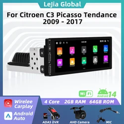 1 Din Carplay Screen for Citroen C3 Picasso Tendance 2009 - 2017 Android Radio Stereo Car Multimedia Head Unit Autoradio GPS