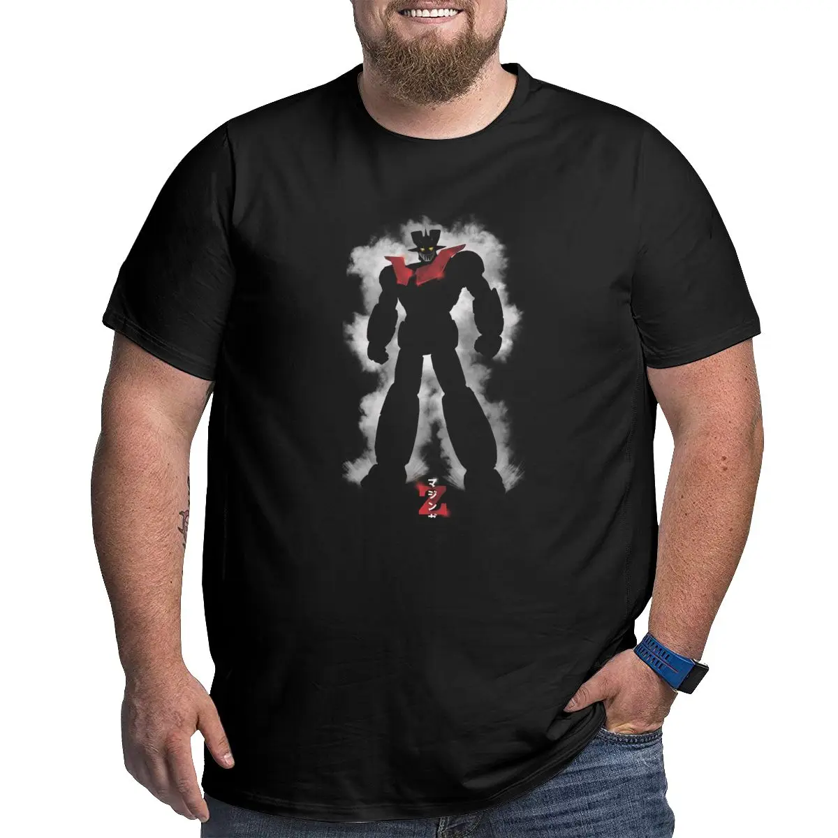 

Mazinga Z Robot Mecha Anime Men's clothes Crew Neck Big Tall Tees Cotton printed Clothes Big Size 4XL 5XL 6XL graphic