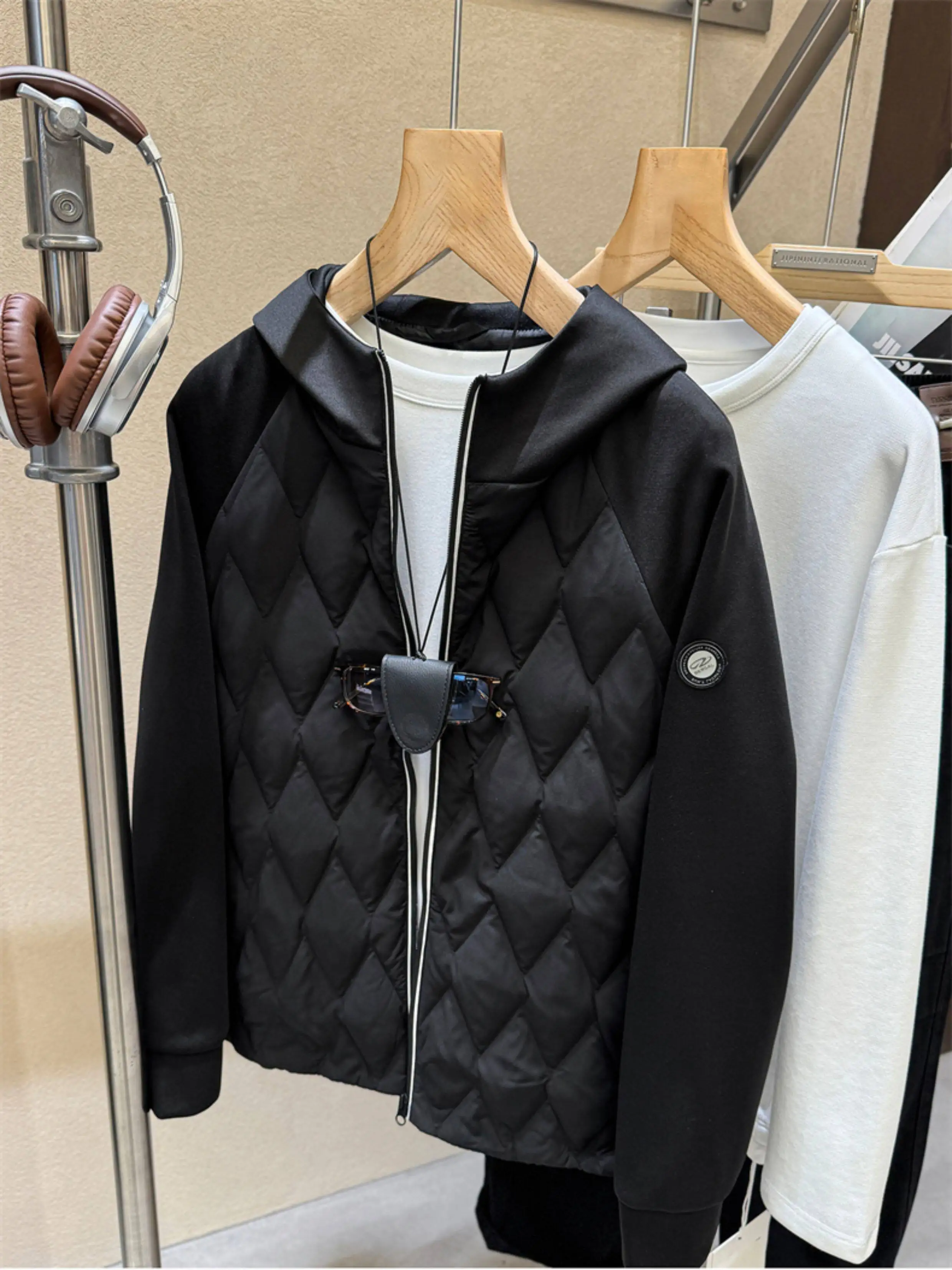 Ultra-Light Luxury Series High Fluffy 90 Duck down Knitted Sleeve Patchwork Men's down Jacket Fashion Urban Style Outdoor Win...