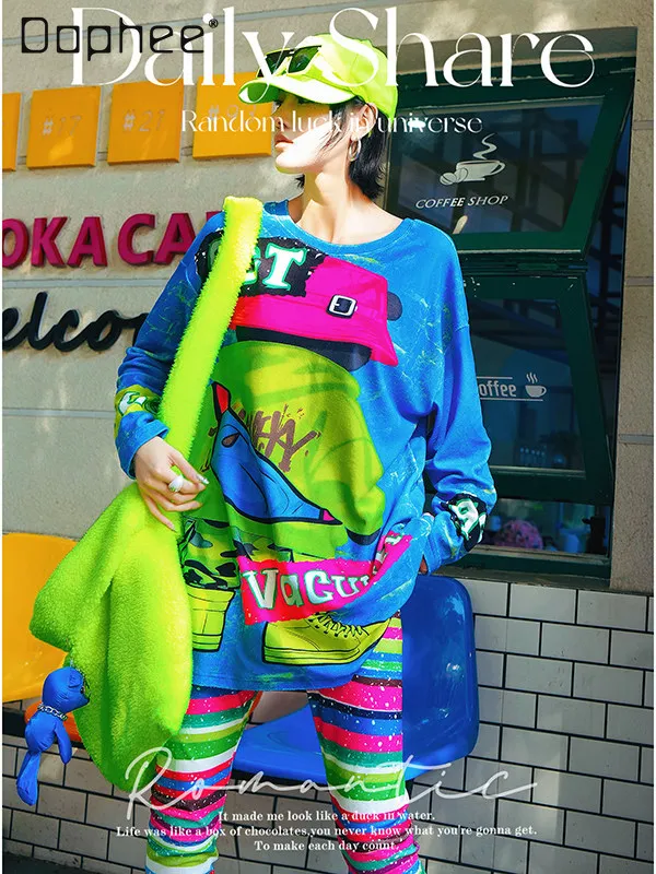 

Colorful Letter Graffiti Casual T-Shirt 2026 New Striped Hand-Painted Pattern Loose Fit Women's Base Shirt Y2k Top
