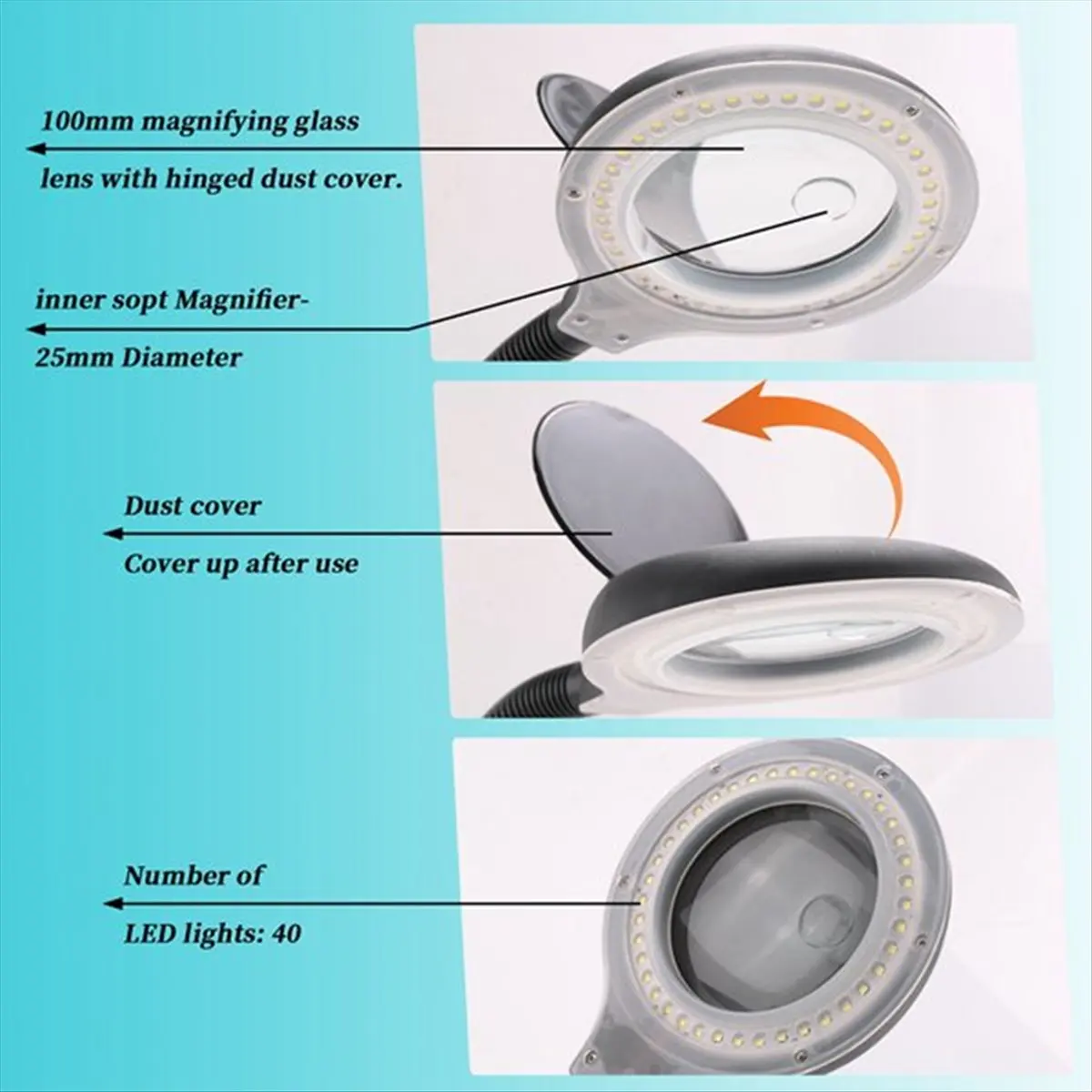 AA19 5/10 Times Magnifier LED Desktop Magnifying Glass Lamps for Craftsmen Jewelers EU Plug