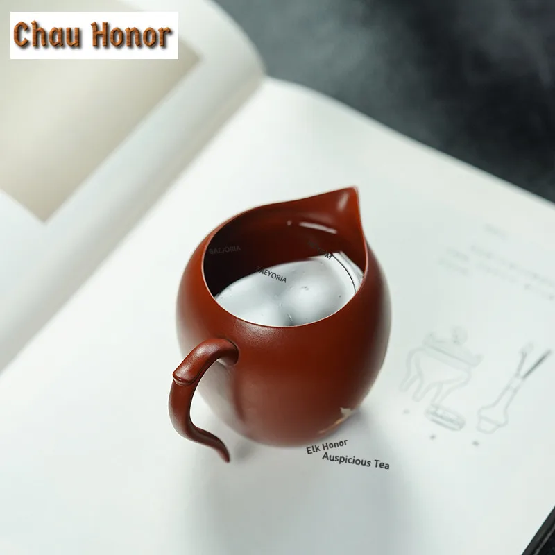 ZAEYORIA 200ml Yixing Zisha Beauty Tea Pitcher Divide Tea Chahai Dispenser Raw Ore Dahongpao Mud Justice Cup Tea Fair Mug Teaset