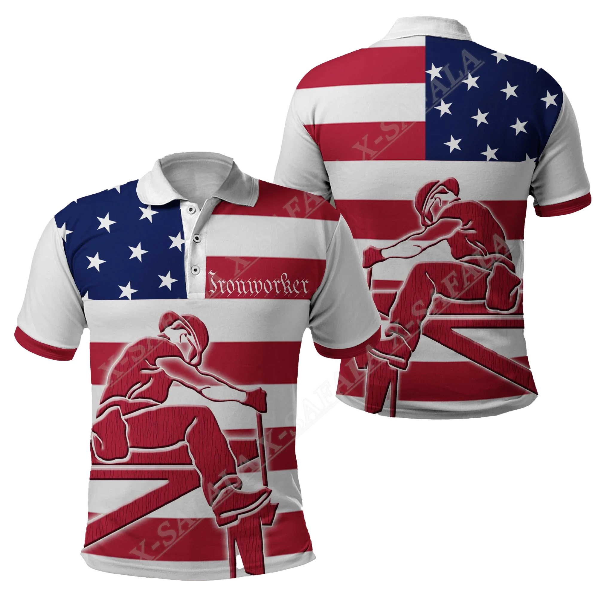 Strong American Ironworker Steelworkers 3D Print Men Polo T-Shirt Short Sleeves Wear Casual Top New Summer Fashion Clothing