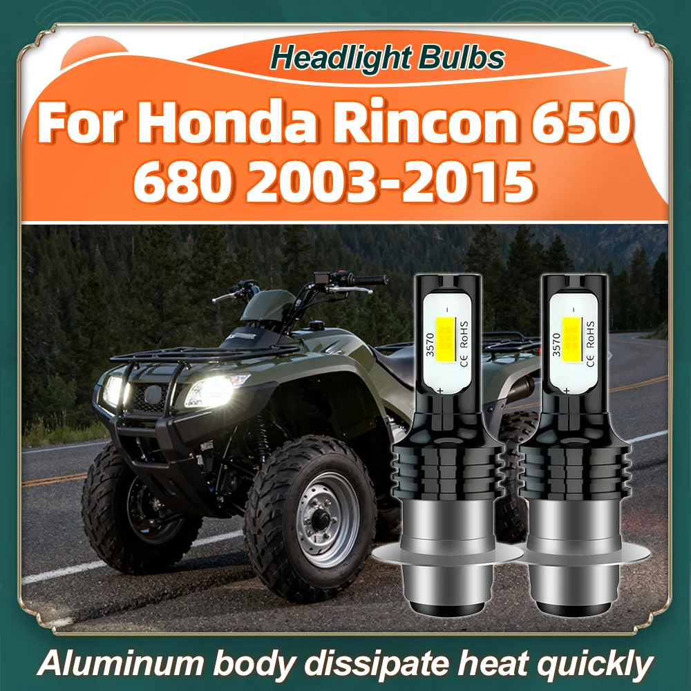 

2PCS H6 LED Headlight Bulbs For Honda Rincon 650 680 2003-2015 6000K White 3570 CSP Chip for Motorcycle