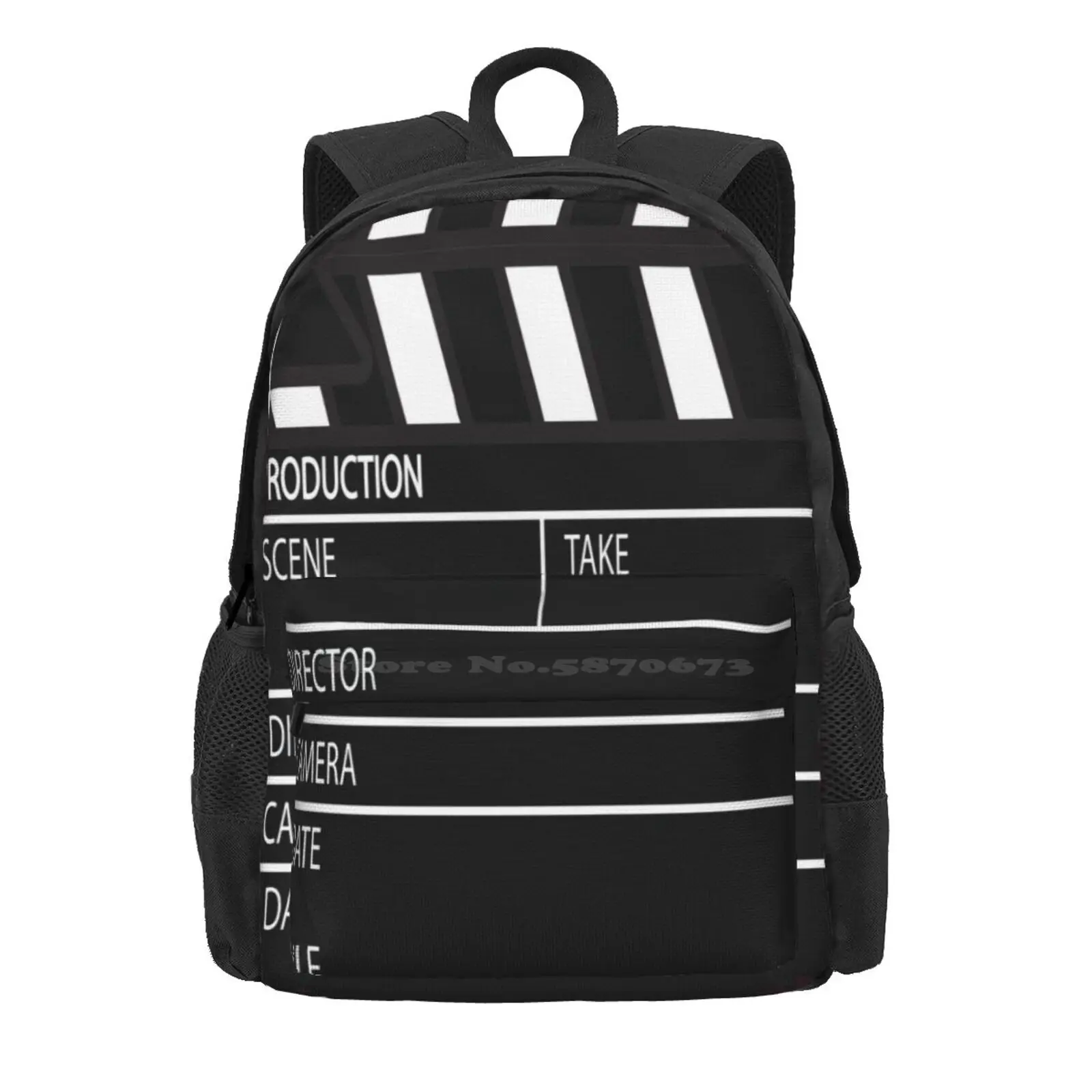 Clapper Board Hot Sale Schoolbag Backpack Fashion Bags Clapper Board Take 1 Scenes Movies Director Black And White Stripes