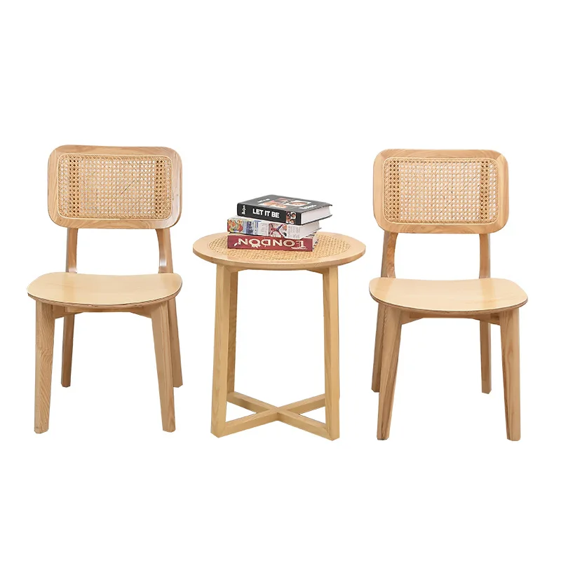 

Nordic rattan chair, solid wood single backrest cafe table and chairs restaurant B & B hotel