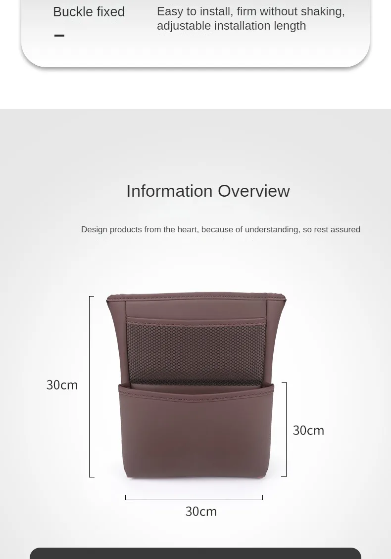 Auto Sitz Mittleren Kleiderbügel Lagerung Tasche Leder Auto Handtasche Halter Zwischen Sitze Kopfstütze Hängen Telefon Wasser Tasse Organizer Taschen – Detail 10