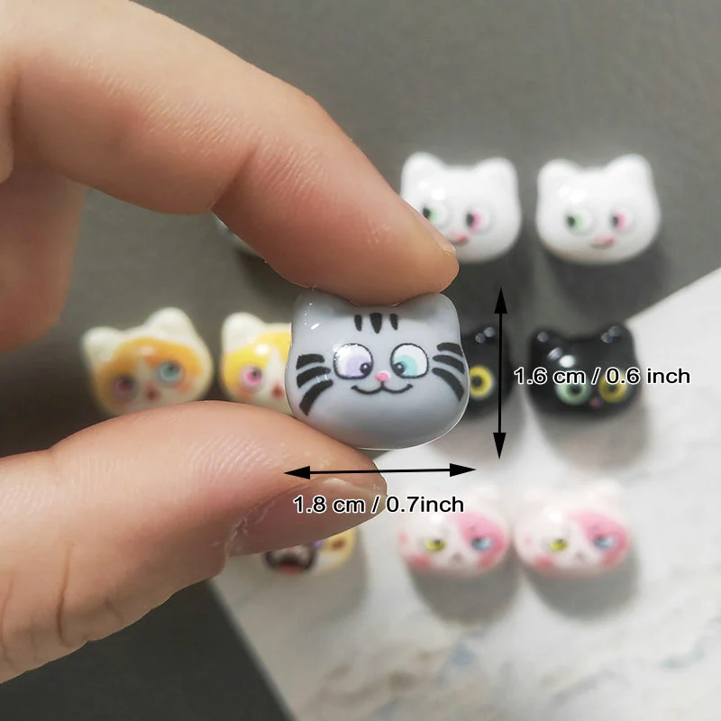 6/10pcs Cute Cat Expression Fridge Magnet Animal Pet Head Home Office Decoration Ornaments Whiteboard Message Note Sticker