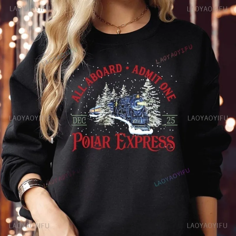 Funny Polar Express Sweatshirt Christmas Train Ticket Jumper Family Matching Holiday Outfit Festive Winter Xmas Gift Costume