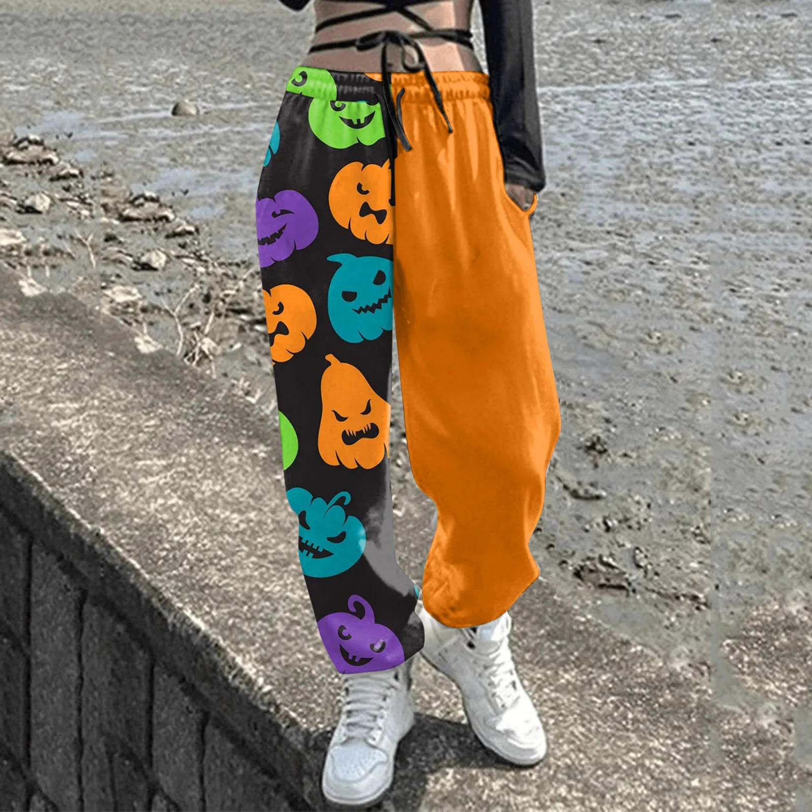 2023 Halloween Women\'s Pants 3D Printing Casual Harlan Pants Versatile Straight Leg Pants Fashion Knee Length Pants Sports Pants