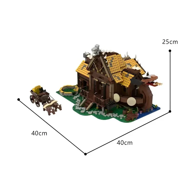 2024 New Farm House Model Building Blocks LED Middle Ages Building case in legno Vikings Home Toy Bricks Friend regali per bambini