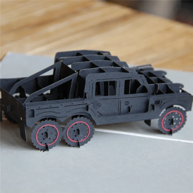 Father's Day 3D Creative Handmade Gift Cards Jeep Small Cards and Student Graduation Season Blessing Message Cards