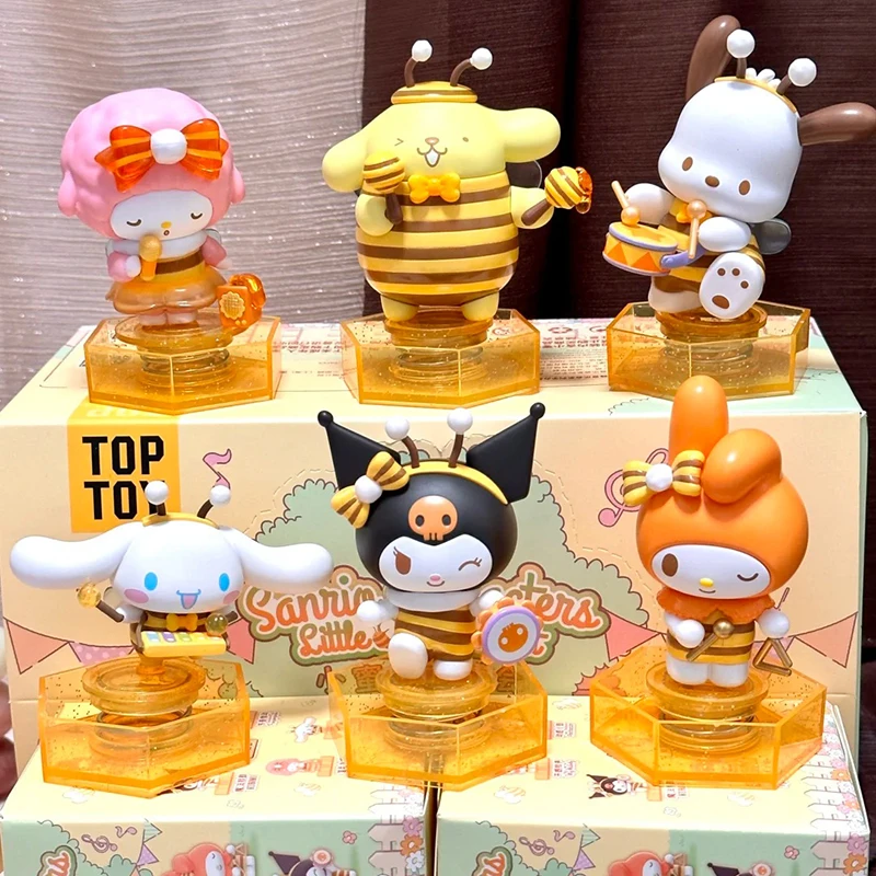

Sanrio Little Bee Concert Series Blind Box Cinnamoroll Kuromi Pompom Anime Figure Model Ornament Mystery Box Doll Surprise Gifts