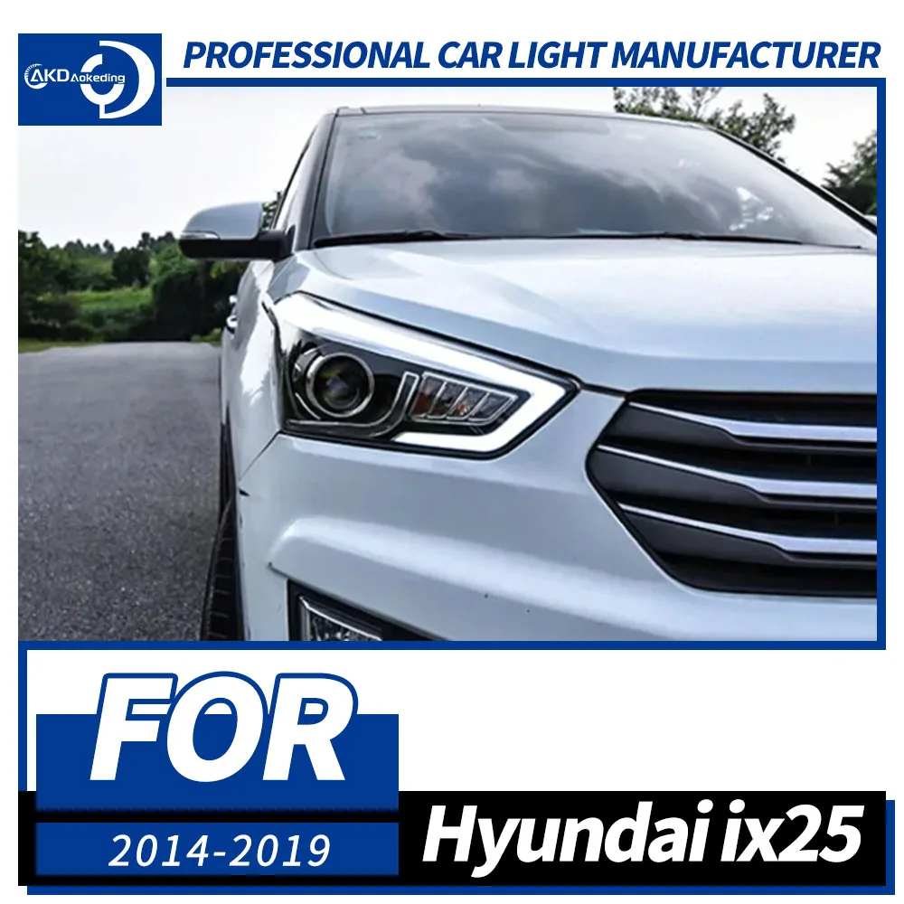 AKD Cars Styling Headlight For Hyundai ix25 Creta 2015 Headlights LED Running lights Bi-Xenon Beam Fog lights angel eyes Auto