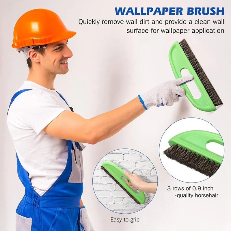 Kit set di strumenti per lisciare la carta da parati con raschietto più liscio, rullo per cucitura, set di pennelli per carta da parati per appendere la carta da parati, carta da contatto