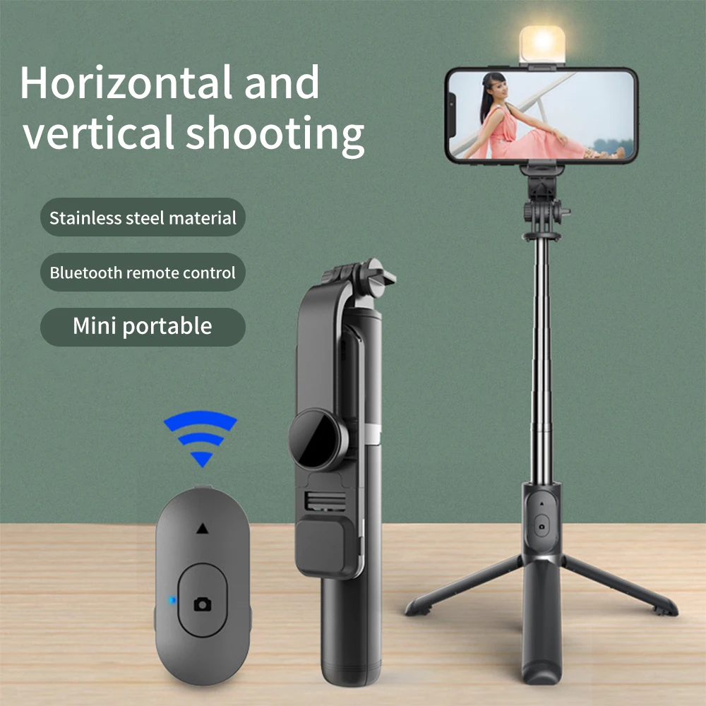 SH Selfie Stick Foldable Mini Tripod With Photography Fill Light Mini Wireless Bluetooth 2023 New Style For Ios Android