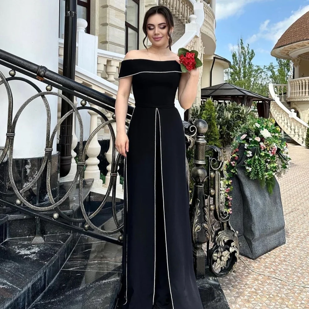 

Customized Simple Sizes Available Jersey Pleat Draped Off-the-shoulder Straight Long Dresses Bespoke Occasion Dresses Pastrol