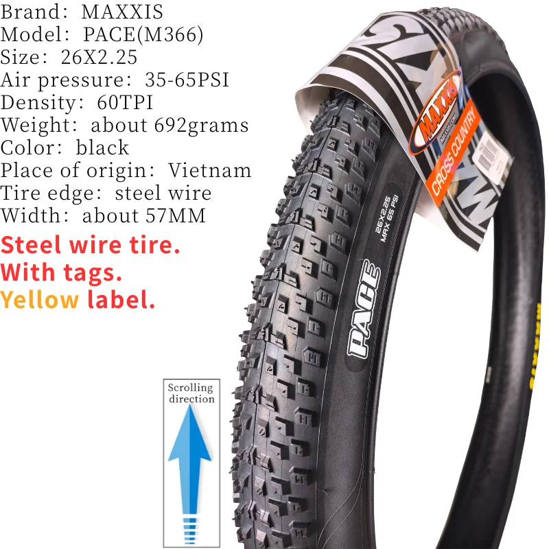 MAXXIS PACE M366 Ultraleichter Mountainbike-Reifen mit Stahldraht, verschiedene Größen 24/26/27,5/29 Zoll 1,95/2,1, einzelner MTB-Ersatzreifen – Detail 5