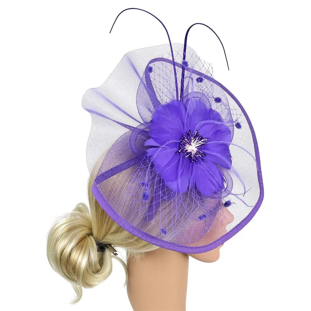 Kentuck-y Derby Women's Fascinators Wedding Cocktail Ghode Jatra Headpiece Mesh Flower Headwear Tea Party Headband for Women