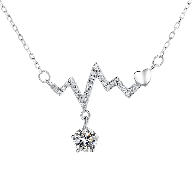 

Trend Pendant 925 Sterling Silver 0.5ct D Color Round Moissanite Pendant Necklace for Women Sparkliang Wedding Party Jewelry