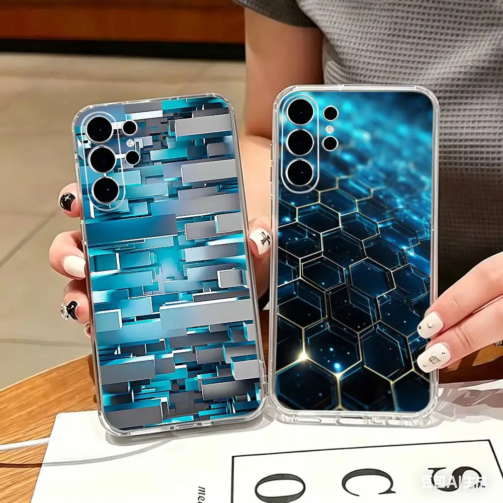 

Tech Metallic pattern Transparent phone Case For Samsung S25,24,21,22,21,20,10,S9Ultra,Plus,Fe,Lite