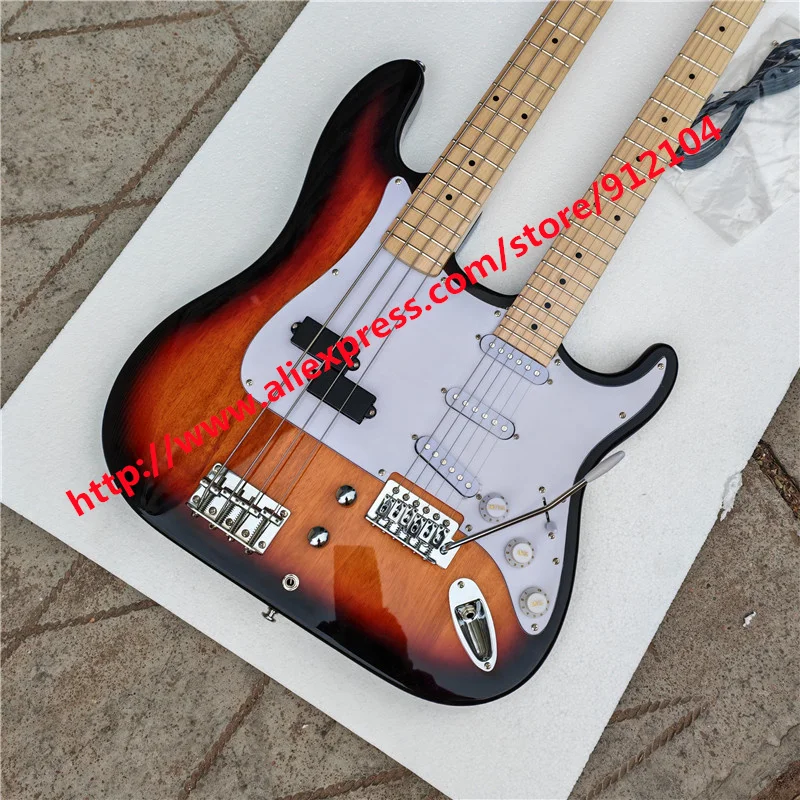 

Double Necks Electric Guitar,4 Strings Bass and 6 Strings guitar mahogany body maple fingerboard BJ690