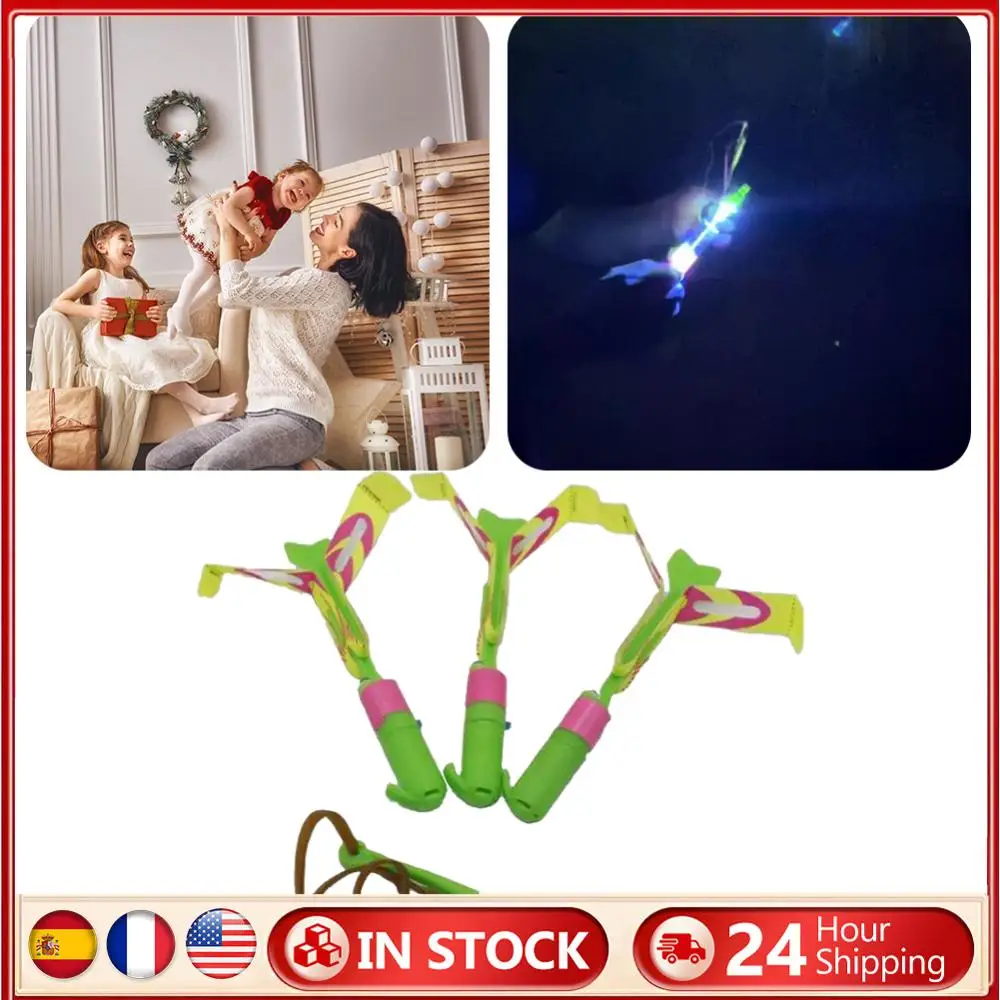 

Slingshots Rocket Launcher 10Pcs LED Arrow Helicopters + 10Pcs Launchers Luminous Slingshot for Kids Outdoor Camping Games