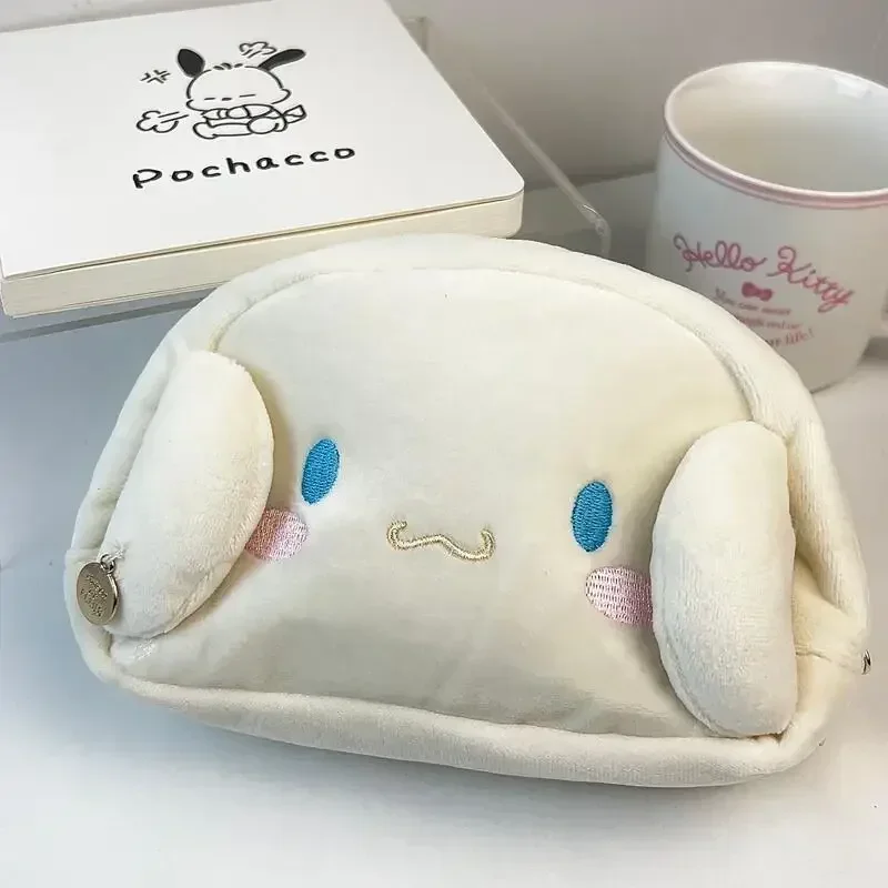 Cute Sanrio Cinnamoroll Pencil Case Anime Cartoon Kawaii Plush Cosmetic Bag Fashion School Supplies Girl&Child Holiday Gifts