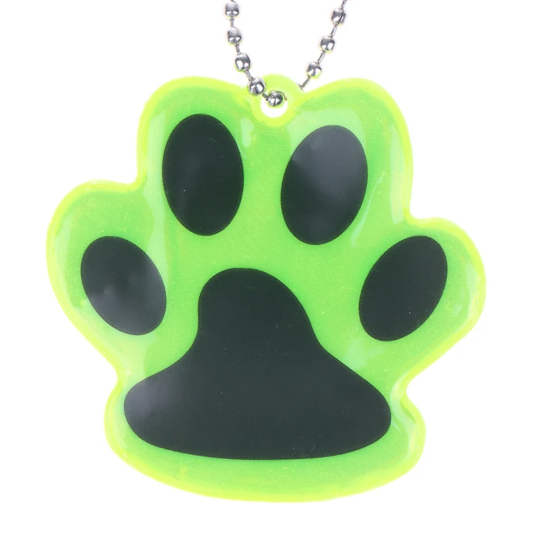 10Pcs Double Sided Reflective Dog Paw Pendant PVC Reflective Keychain Outdoor Night Safety Kids Pet Backpack Accessories Pendant