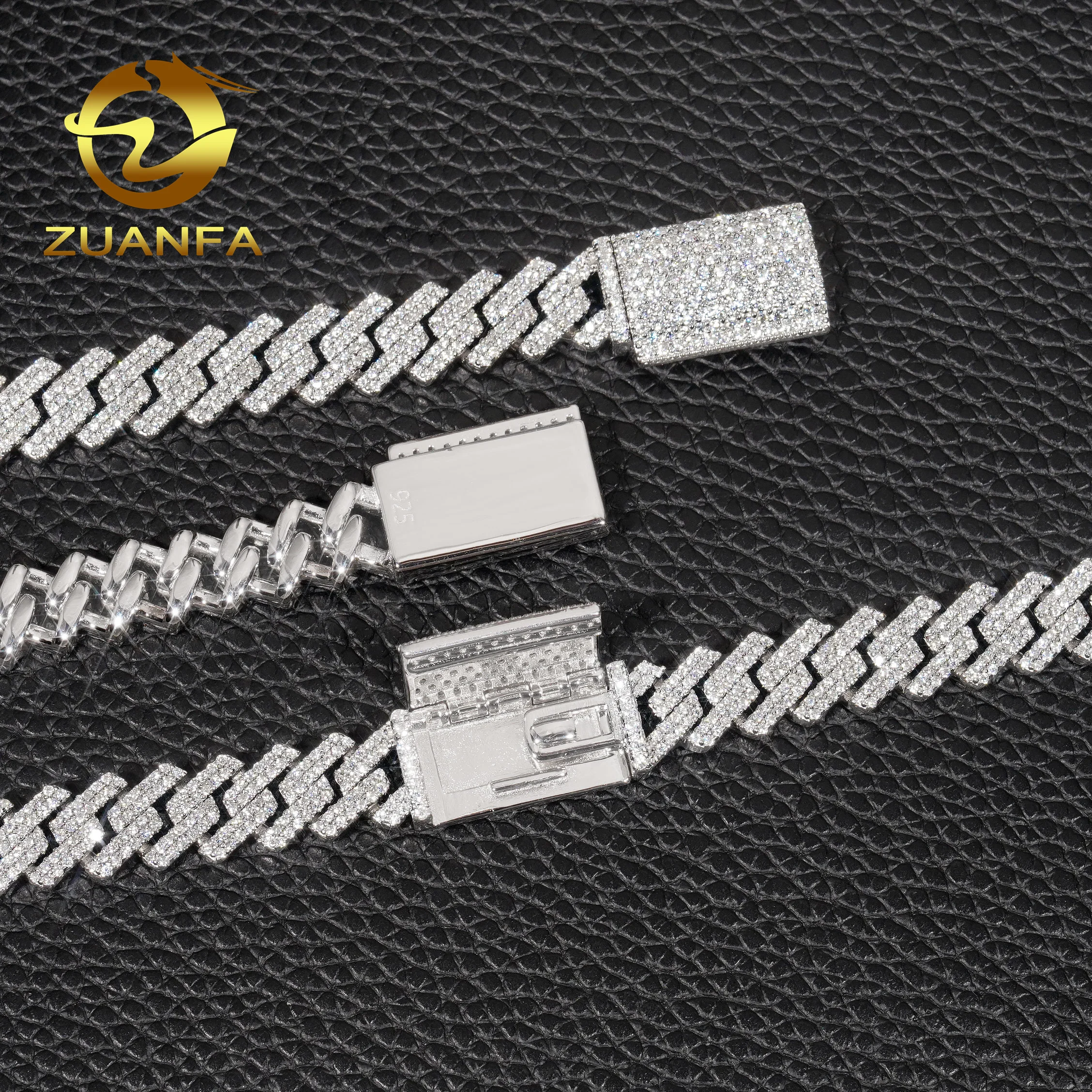 to Ready Ship S925 Silver VVS Moissanite Cuban Link Chain Hip Hop Fine Jewelry Iced Out 10mm Cuban Chain Necklace..