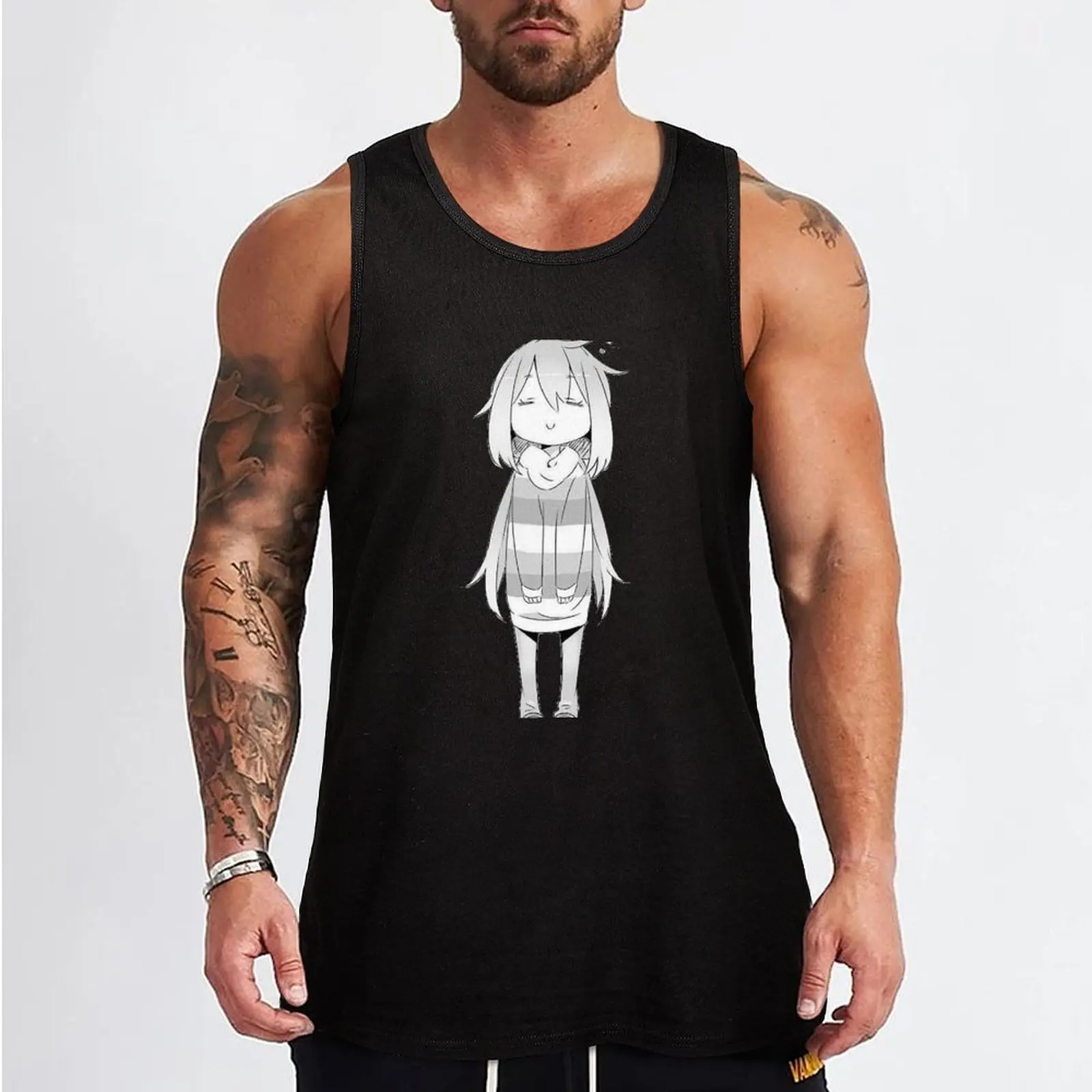 Yuru Camp (Laid-Back Camp) Cute Nadeshiko Monochrome Tank Top Bodybuilding clothing man Men's clothing anime clothes