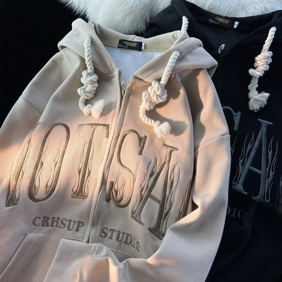 

Women's Letter Pattern Hooded Cardigan Coat Female Autumn Winter Korean Fashion Loose Hoodie Sweatershirt