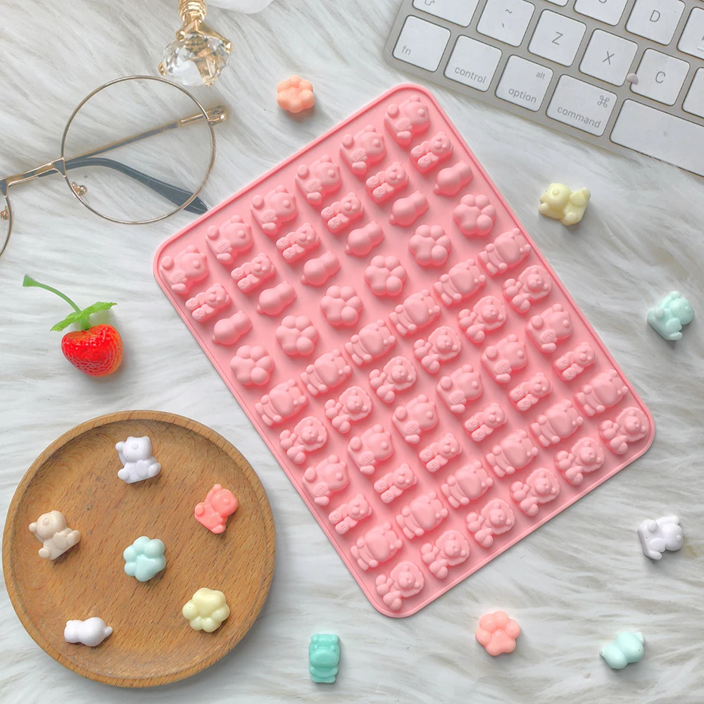 1pc Creative Lion Animal Bear Candy Chocolate Silicone Mold DIY Pudding Biscuit Cake Baking Mold (60 Chambers)